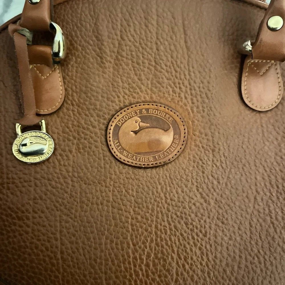 Dooney & Bourke Brown Pebble Grain Leather Tear Drop Satchel - Picture 11 of 14